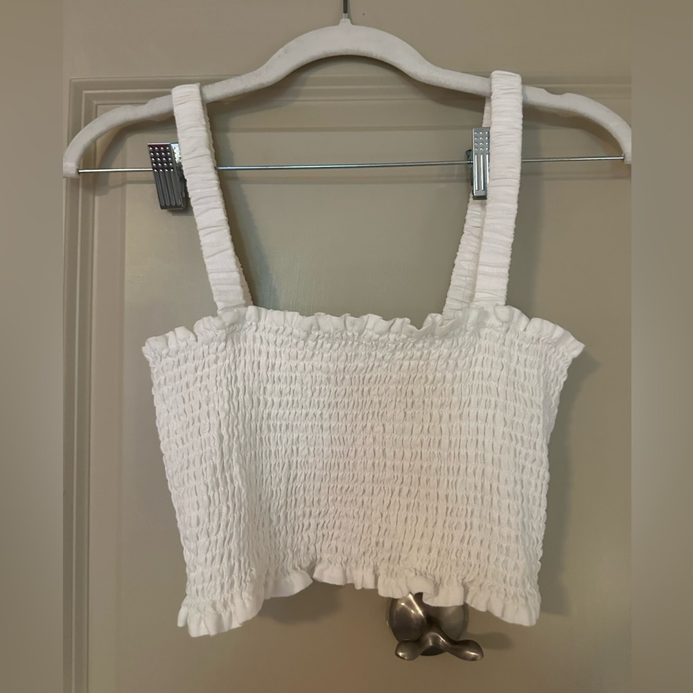 Reformation Linen Smocked Cropped Tank - Size 8